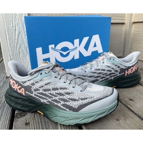 Hoka One One Shoes - New! Hoka One One Speedgoat 5 Women’s 10B Trail Running Shoes Harbor Mist/Spruce